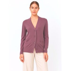 J.Crew Merino Wool Cardigan M Purple Button Front Pockets Cabincore Chic 57-23
